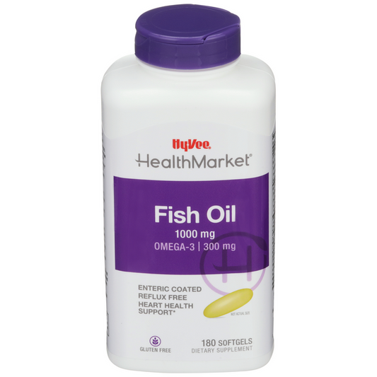 Hy-Vee HealthMarket Fish Oil 1000mg - Omega-3 Enteric Coated Softgels