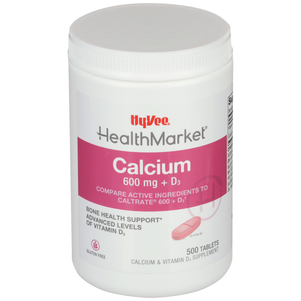 Hy-Vee HealthMarket Calcium 600 + D3 Caplets
