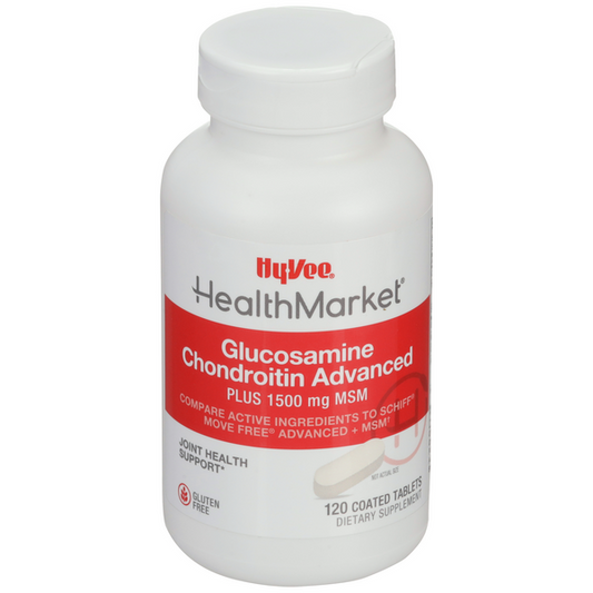 Hy-Vee HealthMarket Glucosamine Chondroitin Advanced Plus 1500mg MSM Coated Tablets
