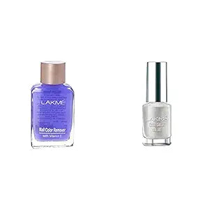 LAKMÉ Nail Color Remover, 27ml & Lakme Color Crush Nailart, M11 Classic Silver, 6 ml