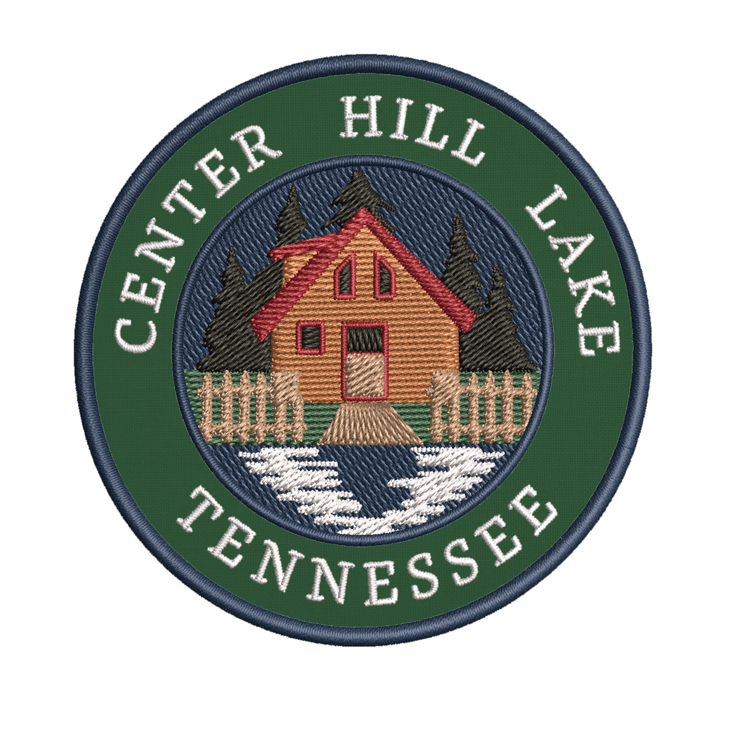 Cabin by the Lake - Center Hill Lake Tennessee 3.5" Embroidered Patch DIY Iron-On / Sew-On Badge Emblem - Fishing Camping Hiking Nature Animals - Decorative Novelty Souvenir Applique Furniture > Cabinets & Storage > Ironing Centers Superheroes Green