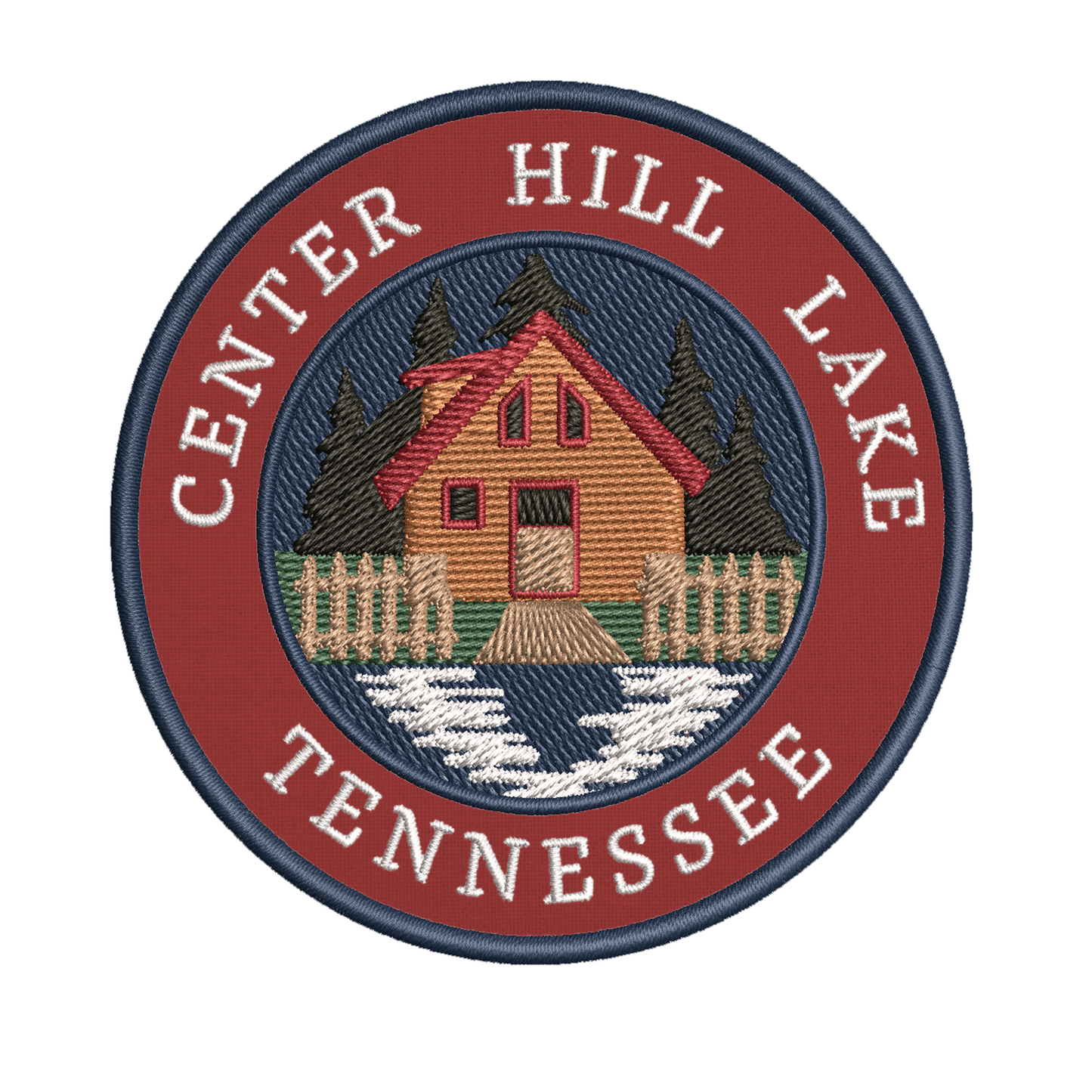 Cabin by the Lake - Center Hill Lake Tennessee 3.5" Embroidered Patch DIY Iron-On / Sew-On Badge Emblem - Fishing Camping Hiking Nature Animals - Decorative Novelty Souvenir Applique Furniture > Cabinets & Storage > Ironing Centers Superheroes Red
