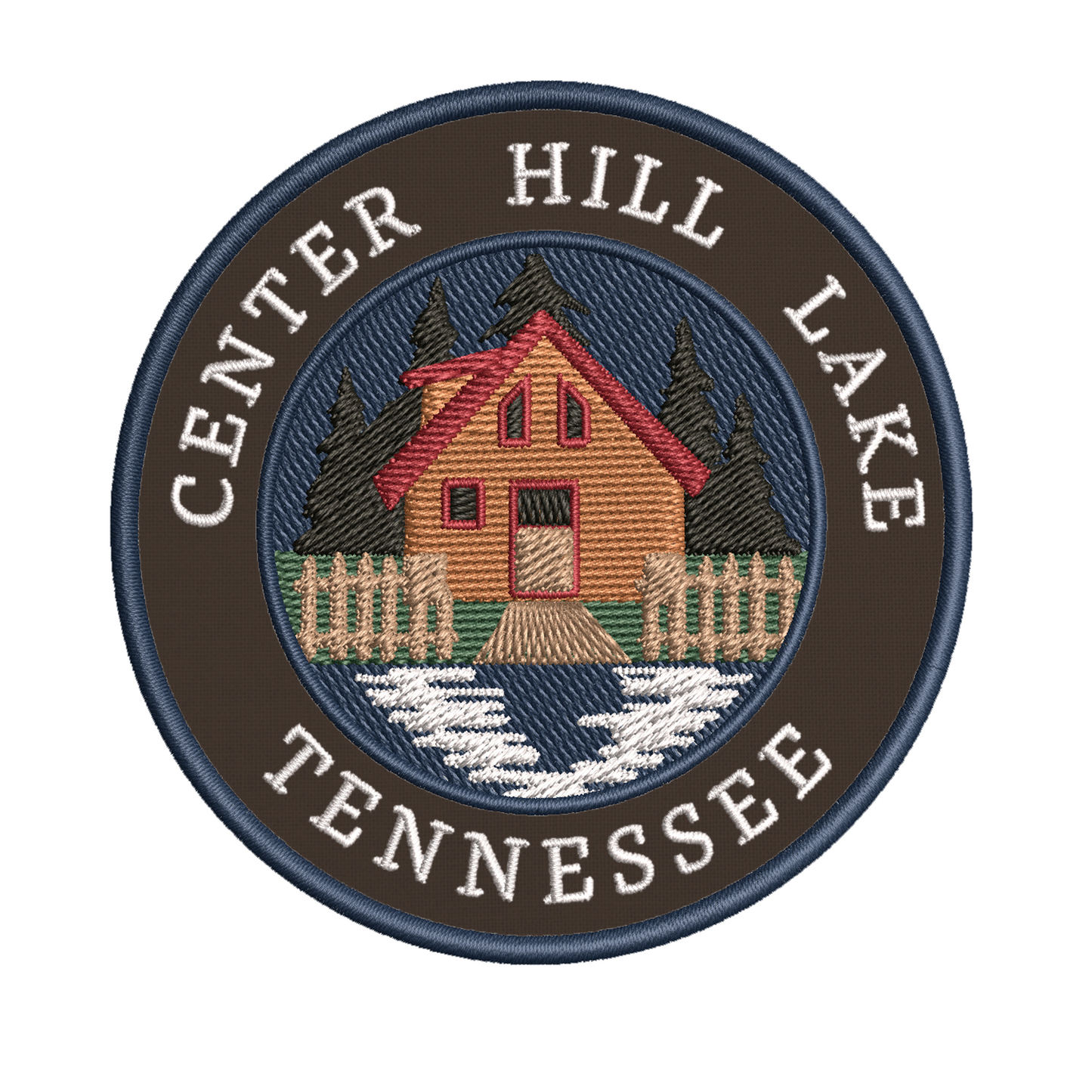 Cabin by the Lake - Center Hill Lake Tennessee 3.5" Embroidered Patch DIY Iron-On / Sew-On Badge Emblem - Fishing Camping Hiking Nature Animals - Decorative Novelty Souvenir Applique Furniture > Cabinets & Storage > Ironing Centers Superheroes Brown