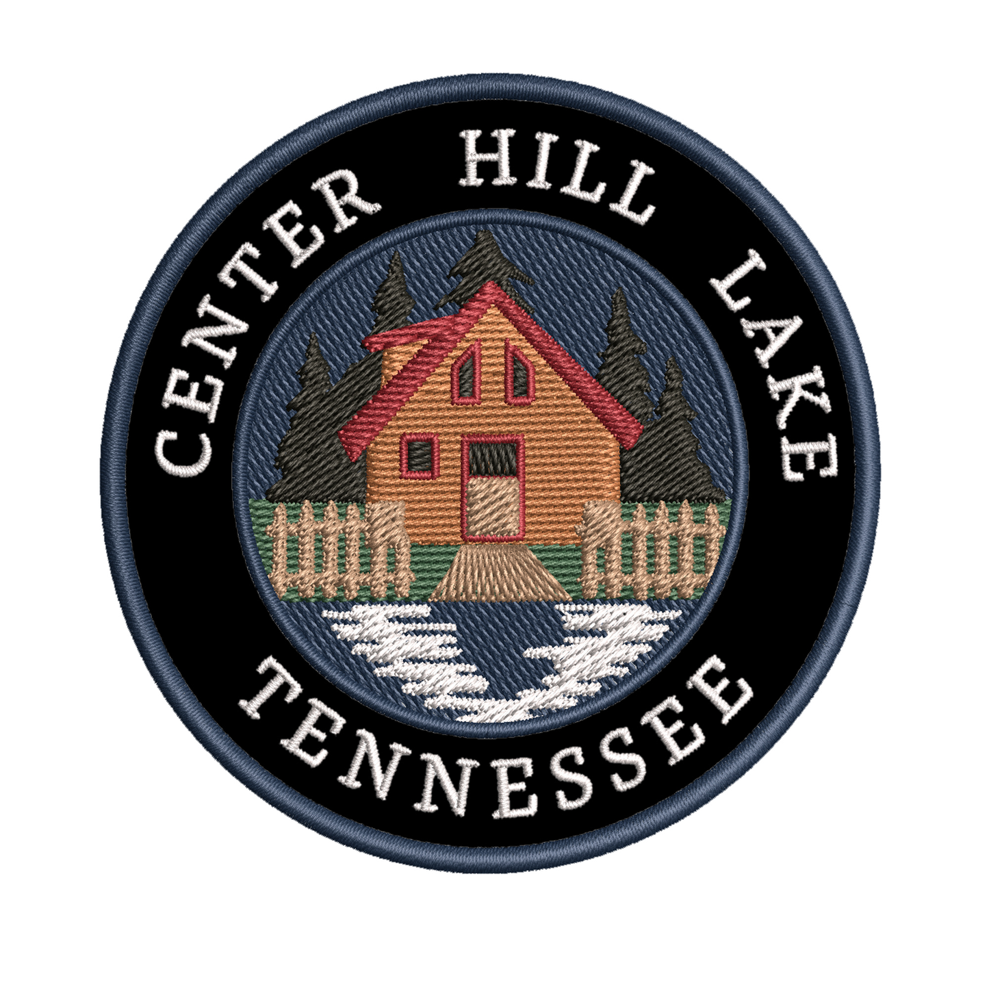 Cabin by the Lake - Center Hill Lake Tennessee 3.5" Embroidered Patch DIY Iron-On / Sew-On Badge Emblem - Fishing Camping Hiking Nature Animals - Decorative Novelty Souvenir Applique Furniture > Cabinets & Storage > Ironing Centers Superheroes Black