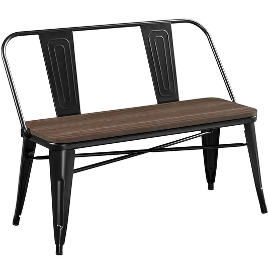 Industrial Metal Bench Mid-Century 3 Person Chair Dining Room Long Bench Dining Bench