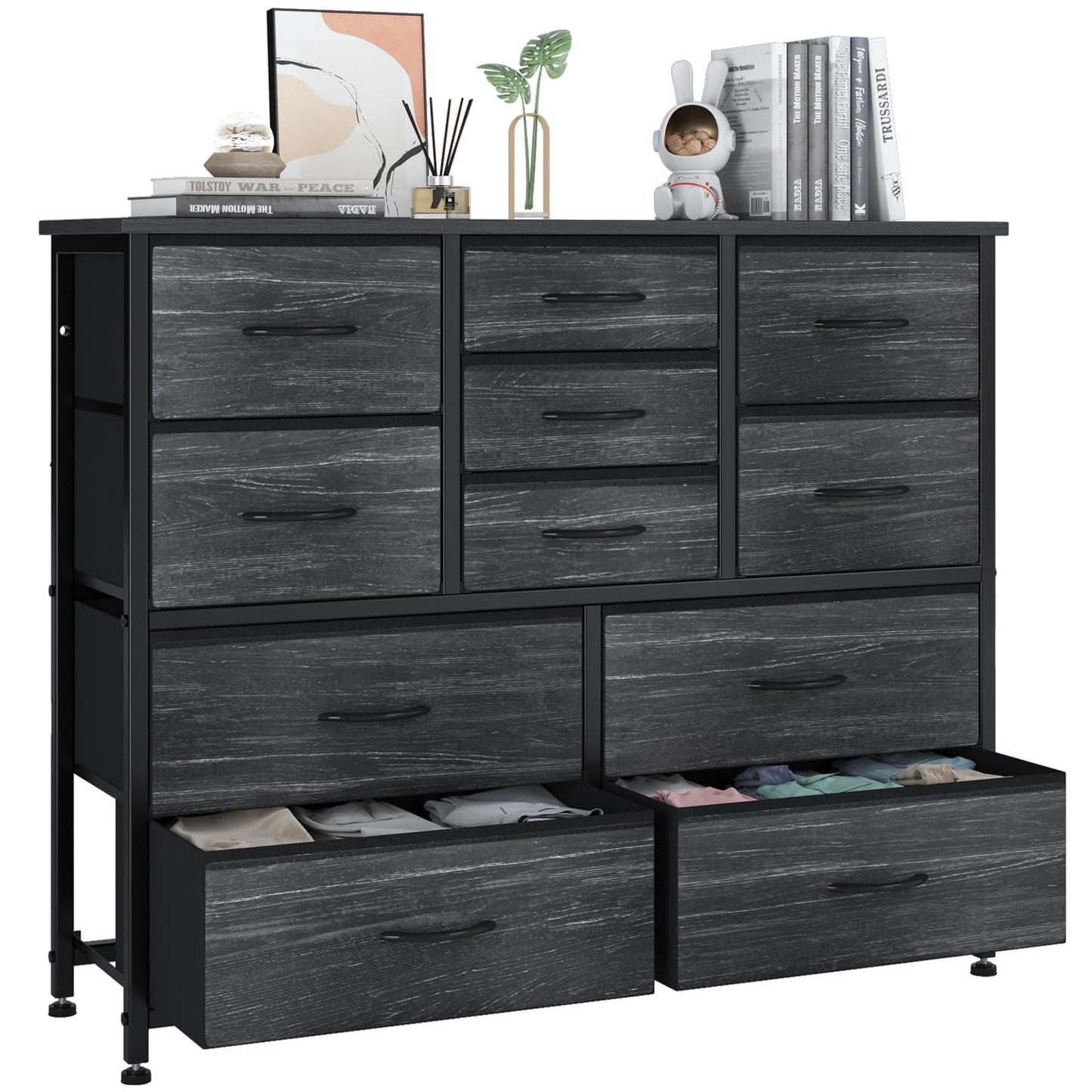 11 Drawers Dresser for Bedroom, Wide Dressers & Chests of Drawers with Wood Top