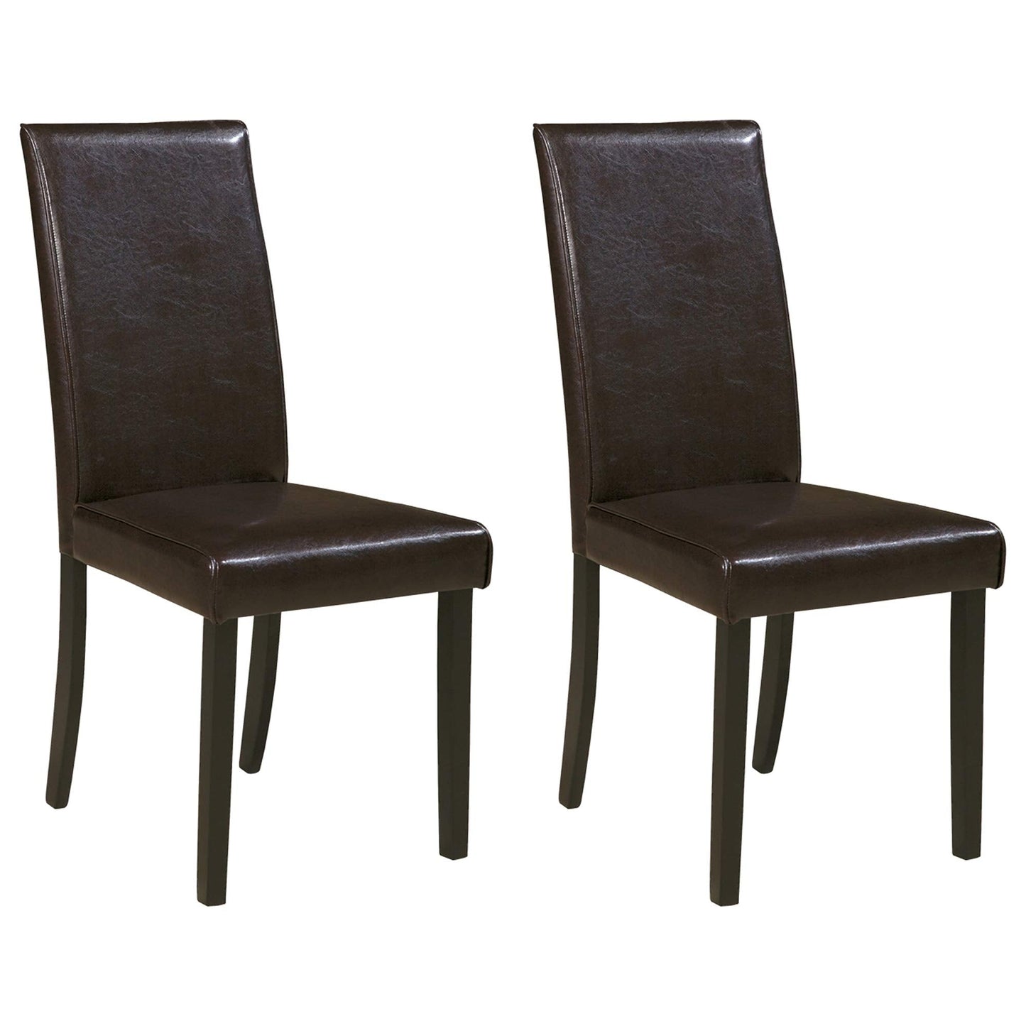 Kimonte Modern 19" Faux Leather Upholstered Armless Dining Chair, 2 Count, Dark Brown