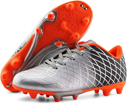 JABASIC Kids Outdoor Soccer Cleats Athletic Firm Ground Football Shoes