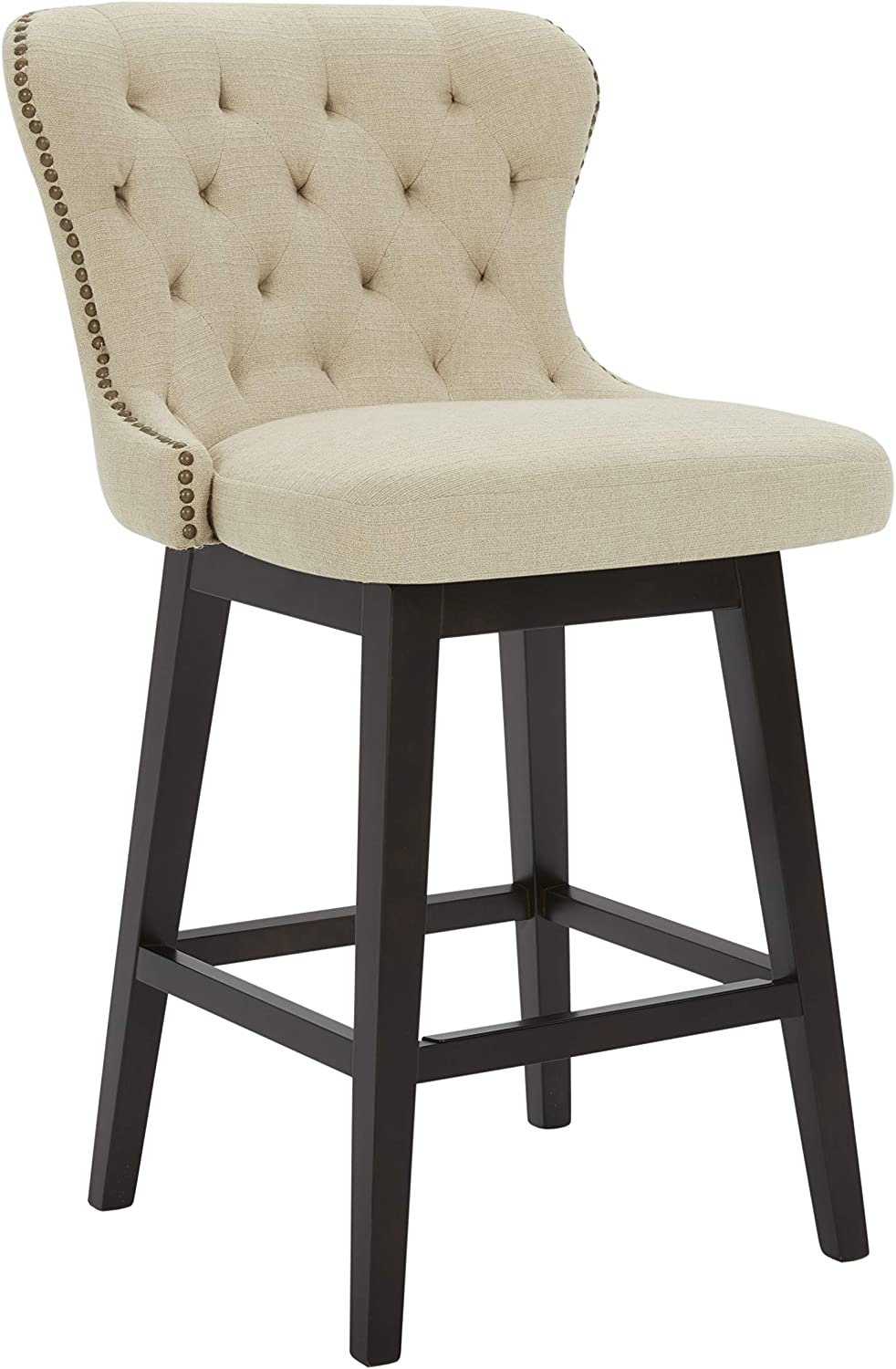Stone & Beam Morgan Memory-Swivel Counter-Height Barstool, 38.2"H, Hemp - $150