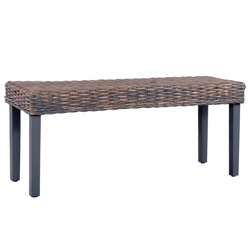 Bench 43.3" Natural Kubu Rattan And Solid Mango Wood