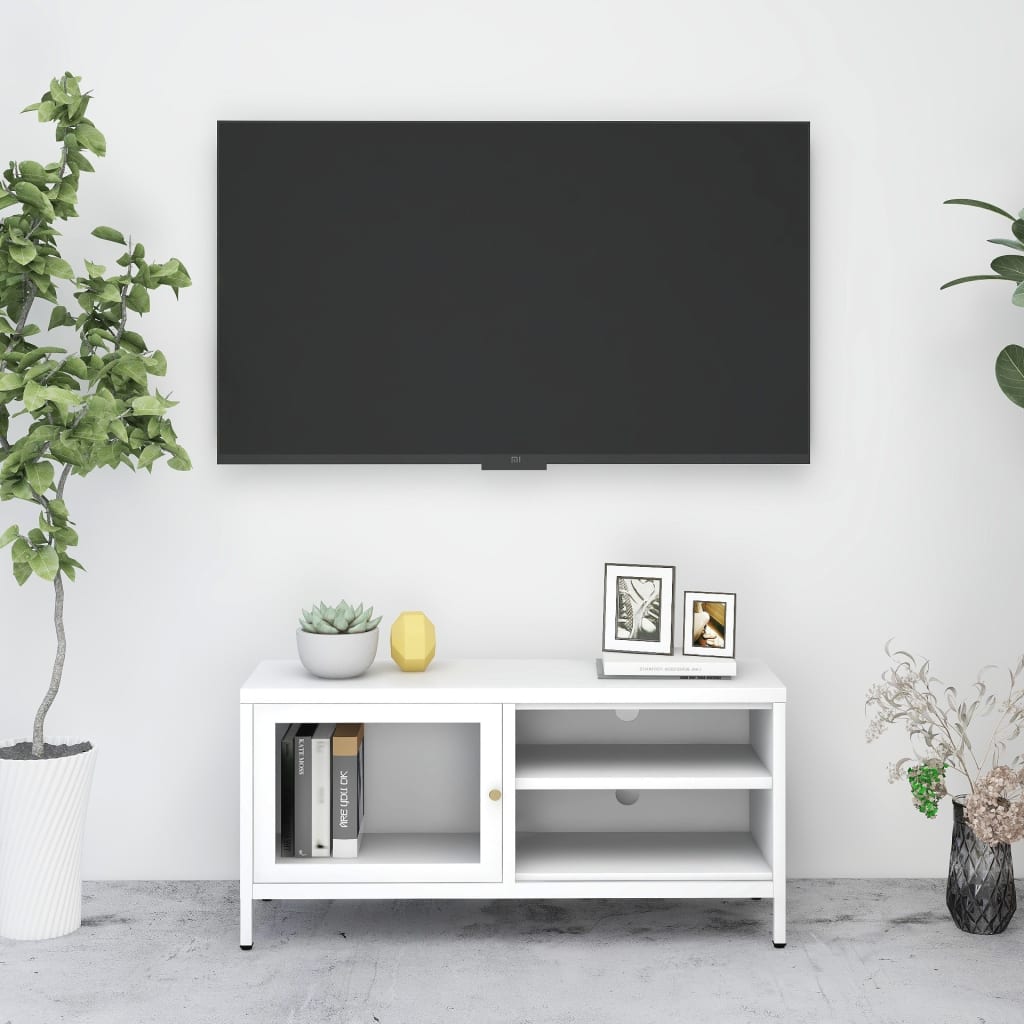 Tv Stand 35.4"X.8"X7.3" Steel And Glass
