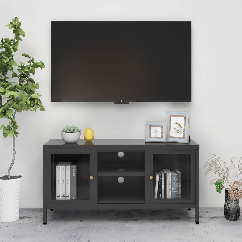 Tv Stand 4.3"X3.8"X20.5" Steel And Glass