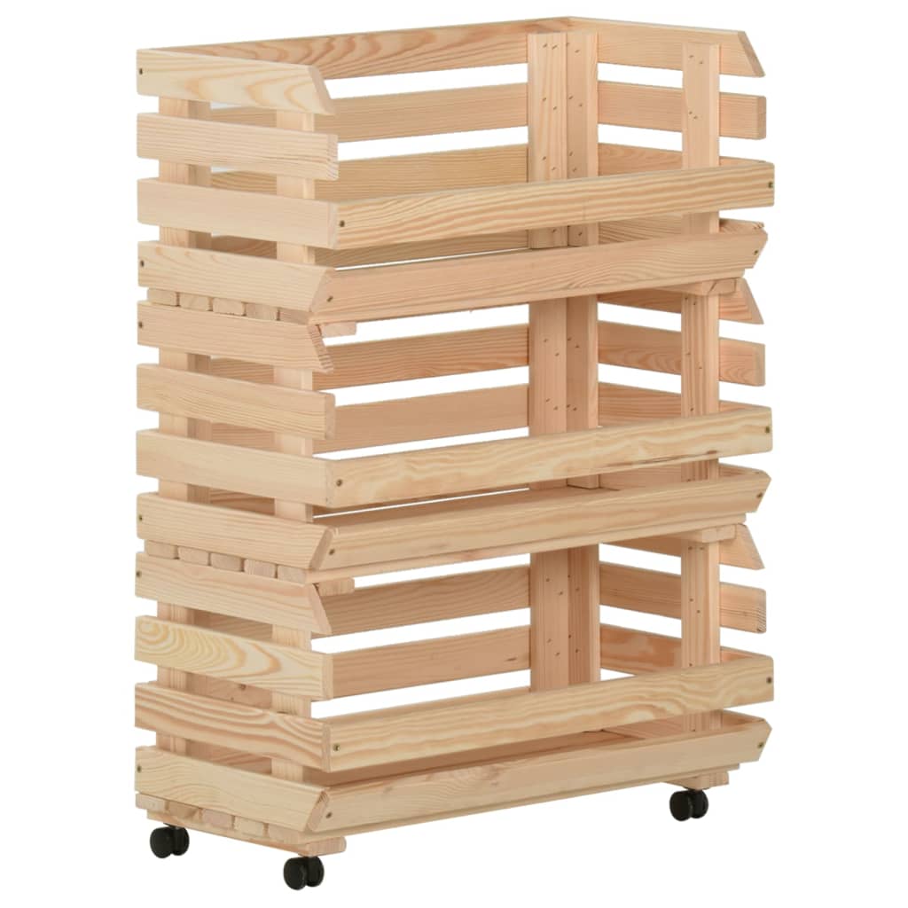 Vegetable Trolley Solid Wood Pine