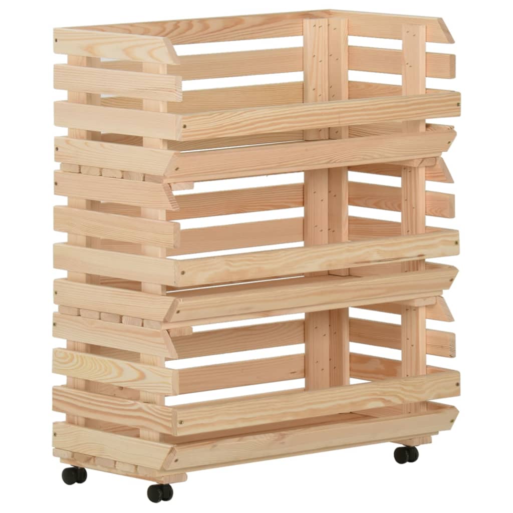 Vegetable Trolley Solid Wood Pine