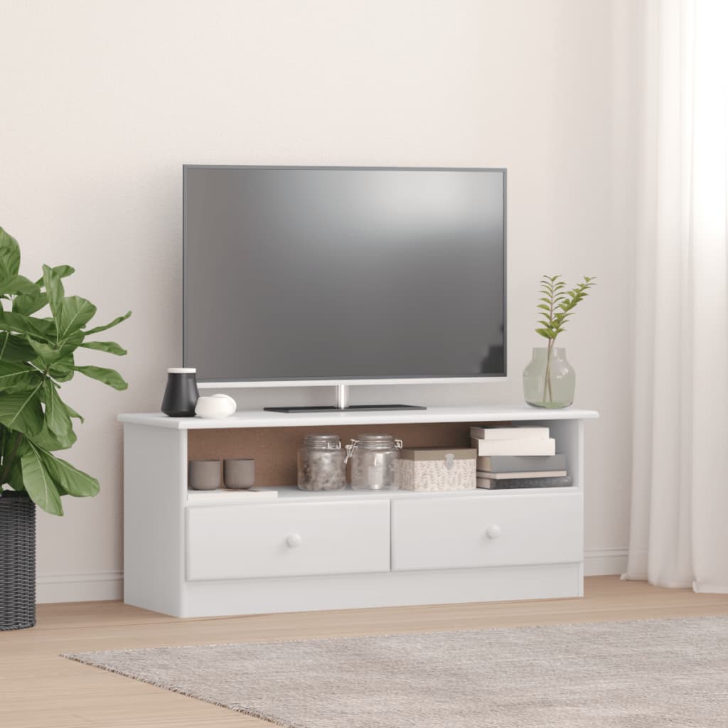 Tv Stand With Drawers Alta 39.4"X3.8"X6." Solid Wood Pine