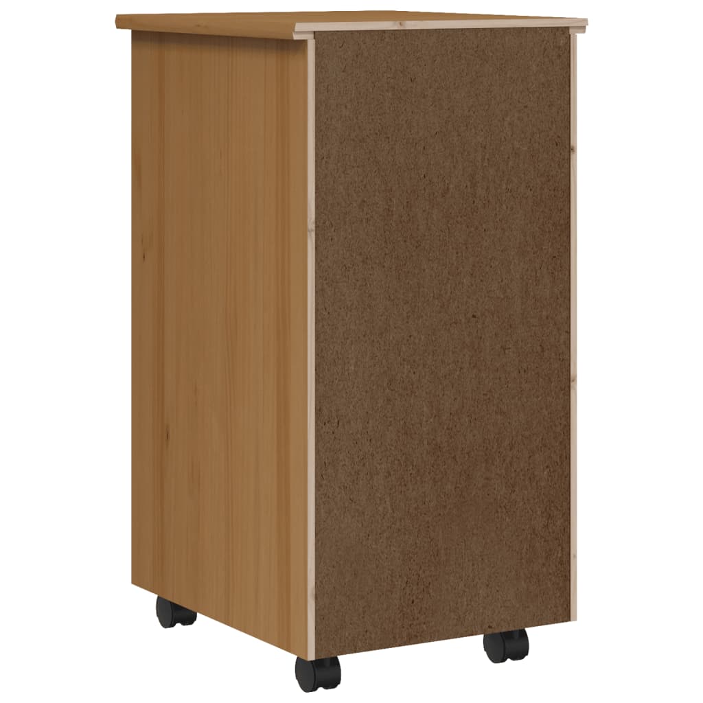 Rolling Cabinet With Drawers Moss Solid Wood Pine