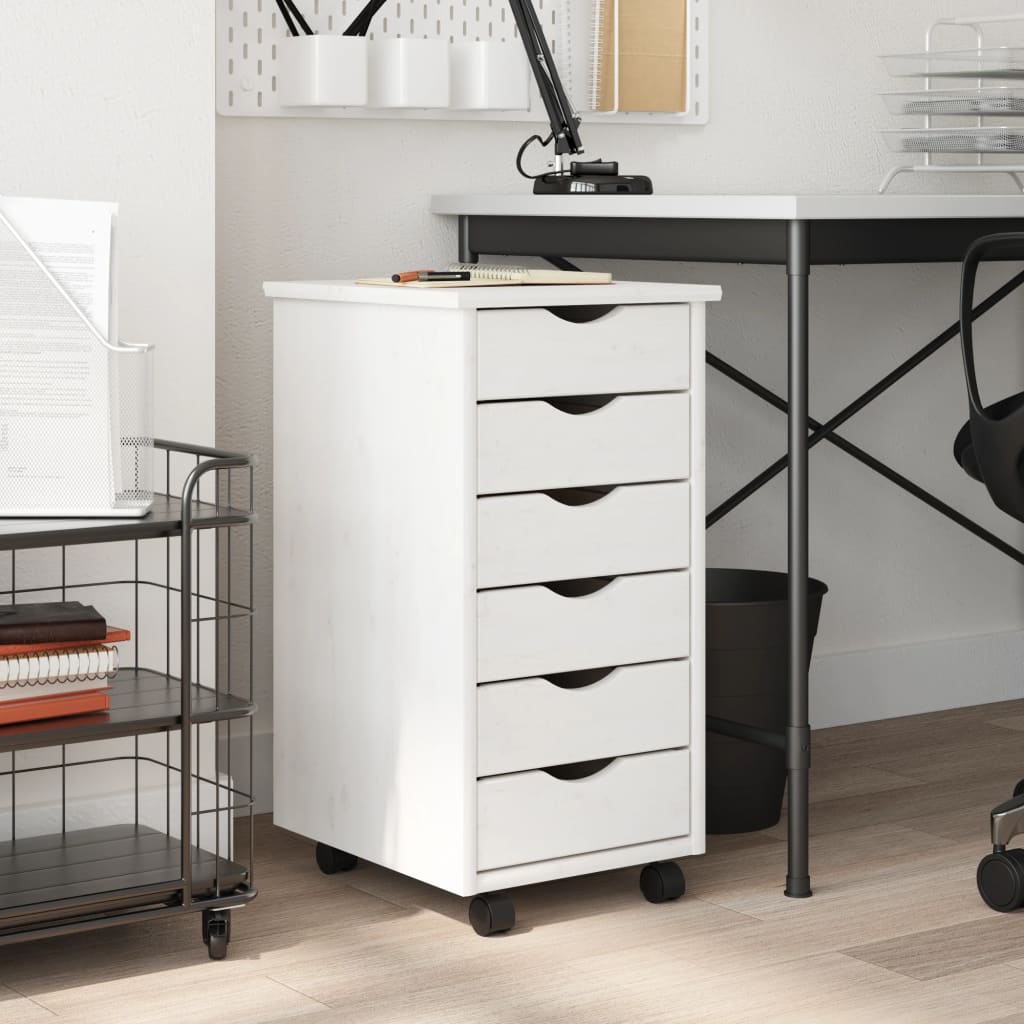 Rolling Cabinet With Drawers Moss Solid Wood Pine
