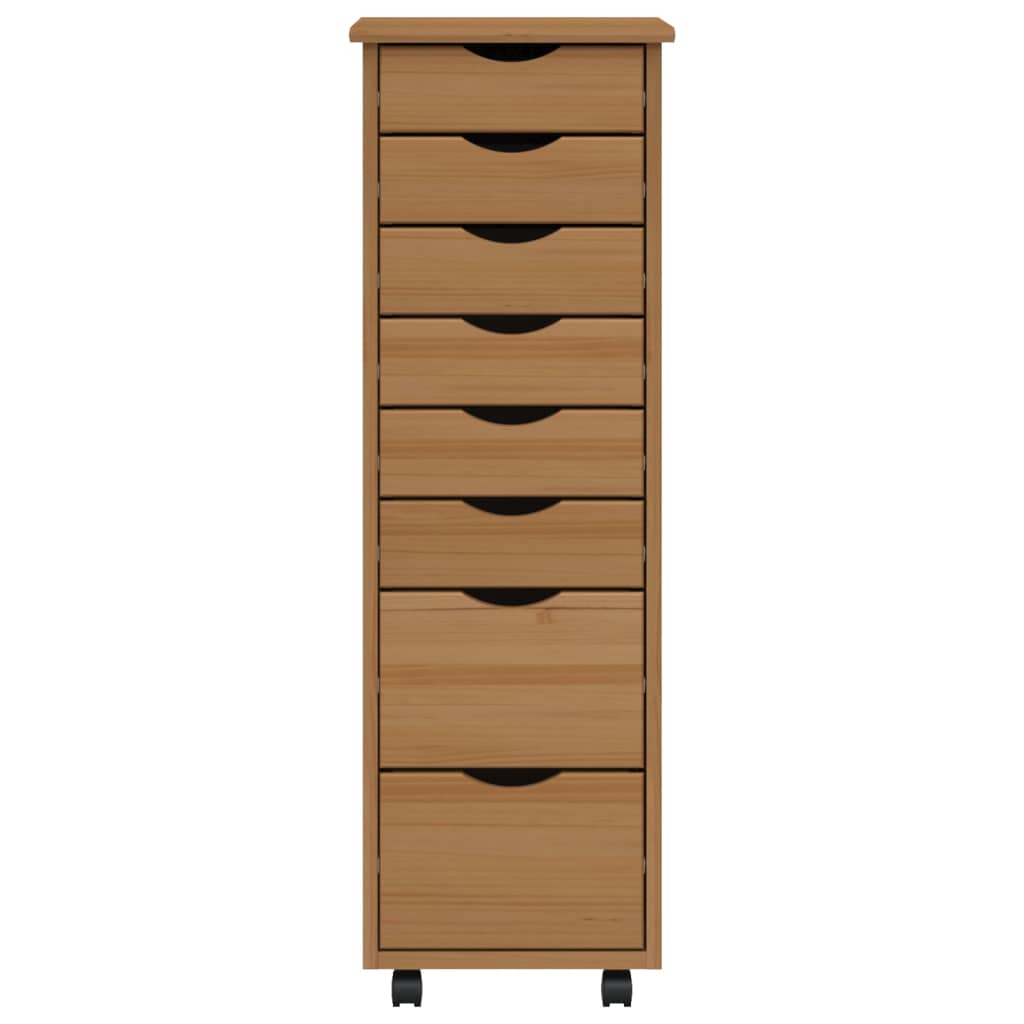 Rolling Cabinet With Drawers Moss Solid Wood Pine