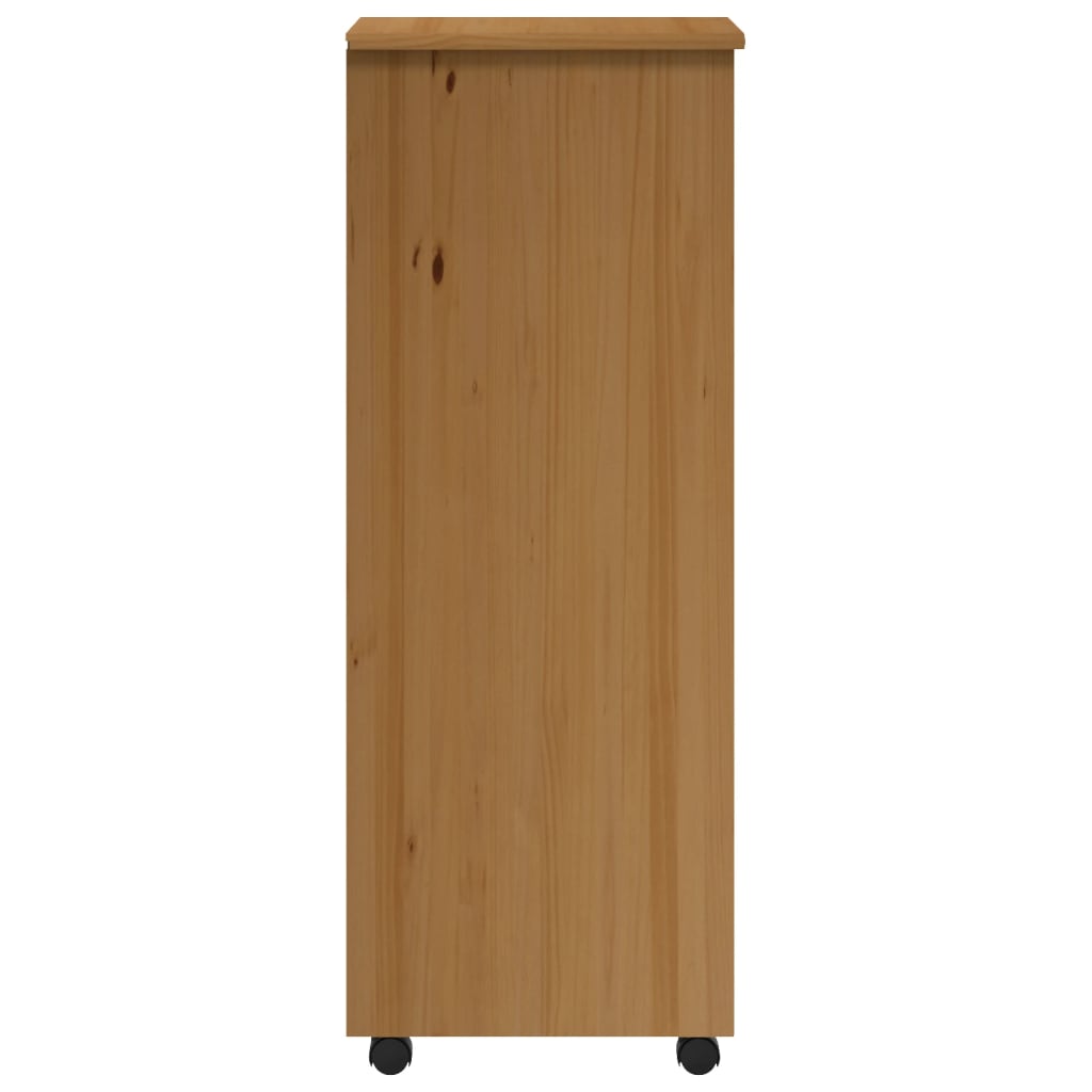 Rolling Cabinet With Drawers Moss Solid Wood Pine