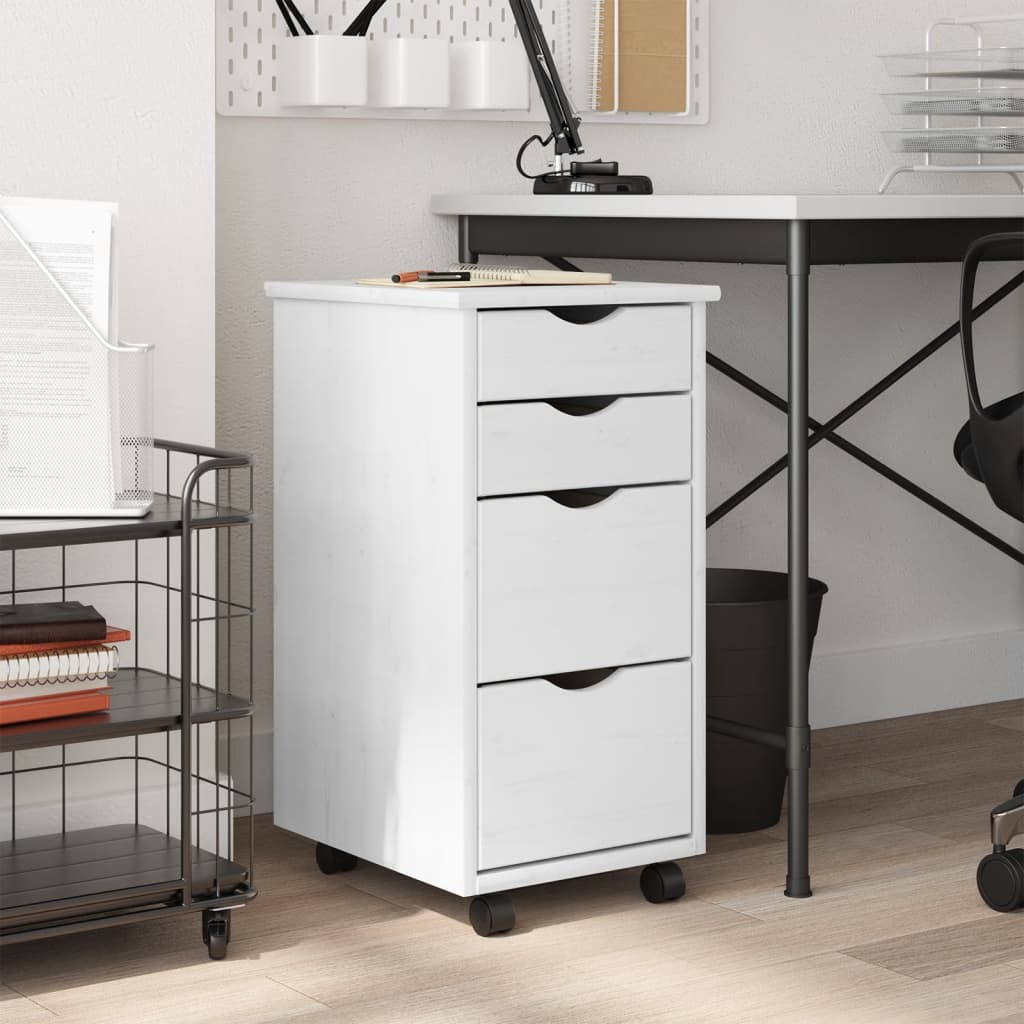 Rolling Cabinet With Drawers Moss Solid Wood Pine