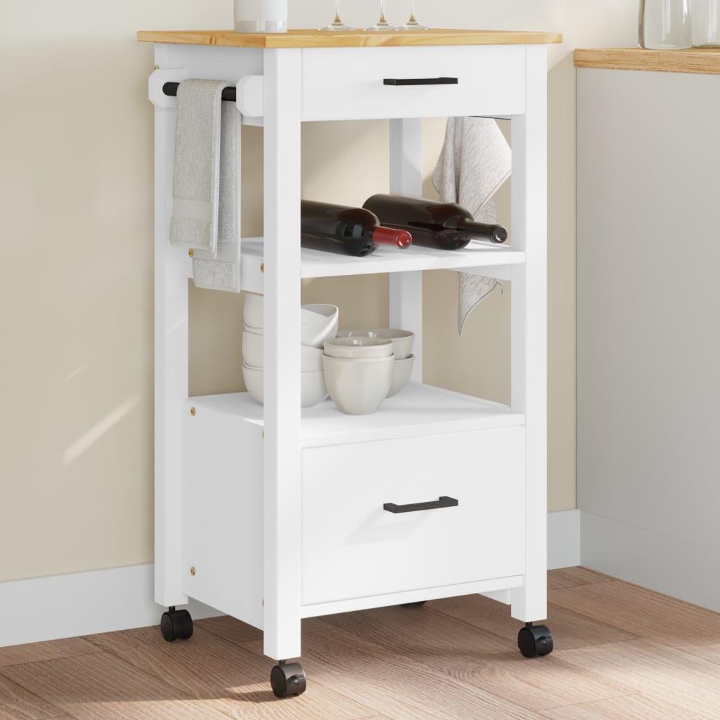 Kitchen Trolley Monza 18.9"X15.7"X35.4" Solid Wood Pine