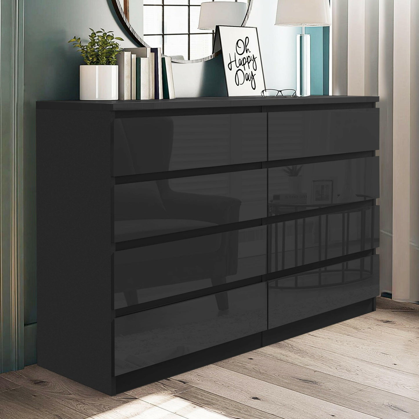 black chest of drawers