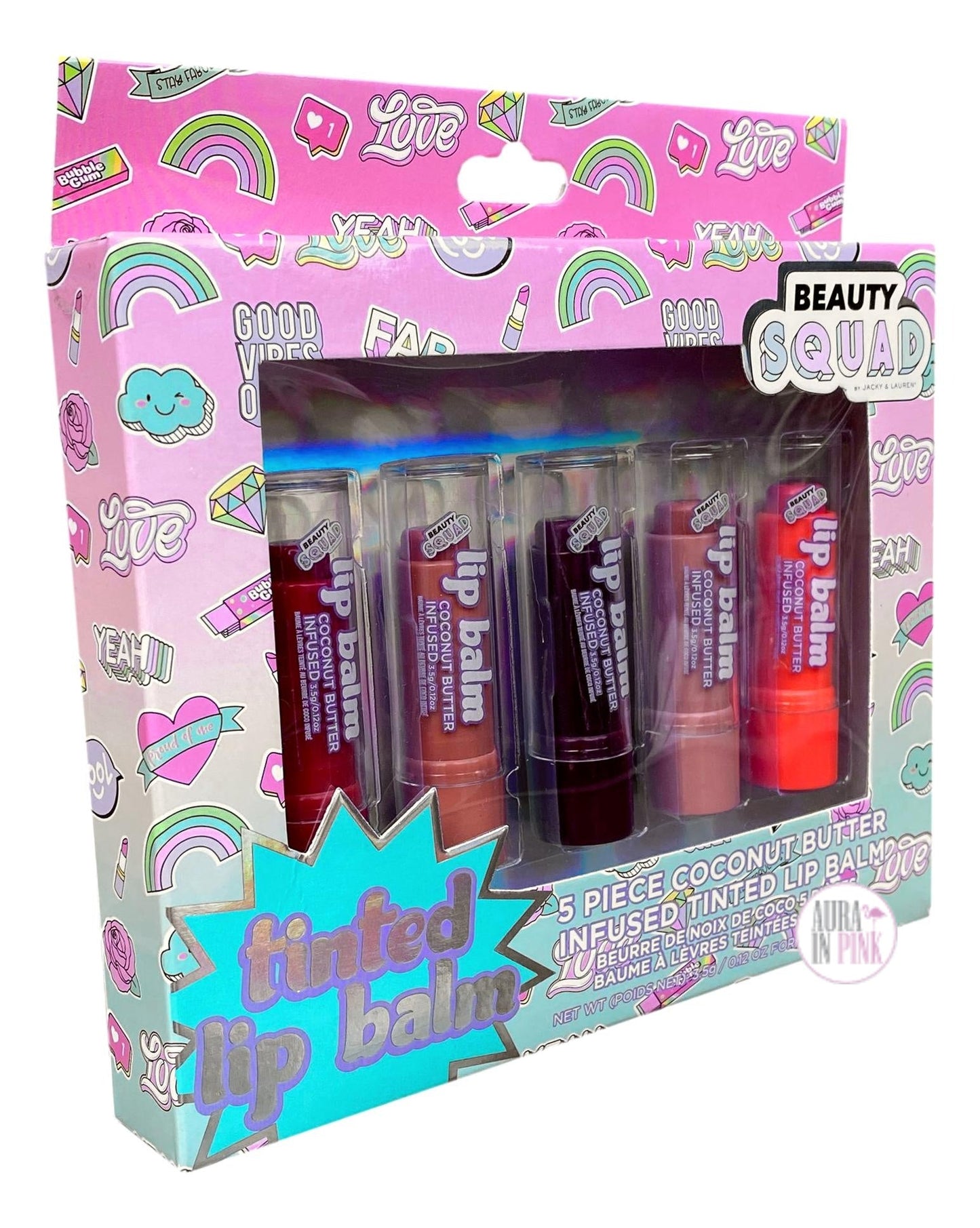 Beauty Squad 5-Pc Coconut Butter Infused Tinted Lip Balm Set