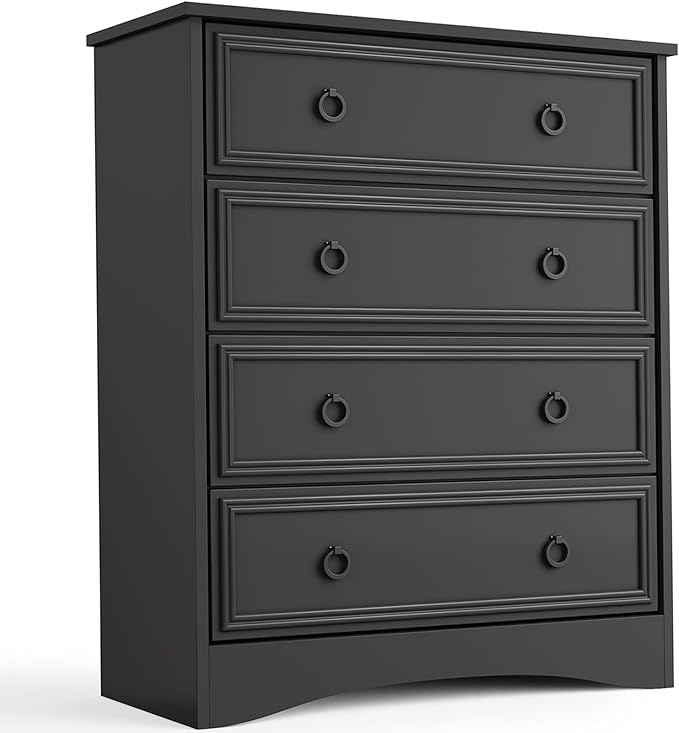 Modern 4 Drawer Dresser, Dressers for Bedroom, Tall Chest of Drawers Closet Organizers
