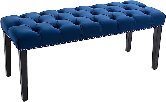 Button-Tufted Ottoman Bench, Upholstered Bedroom Benches Velvet Footrest Stool