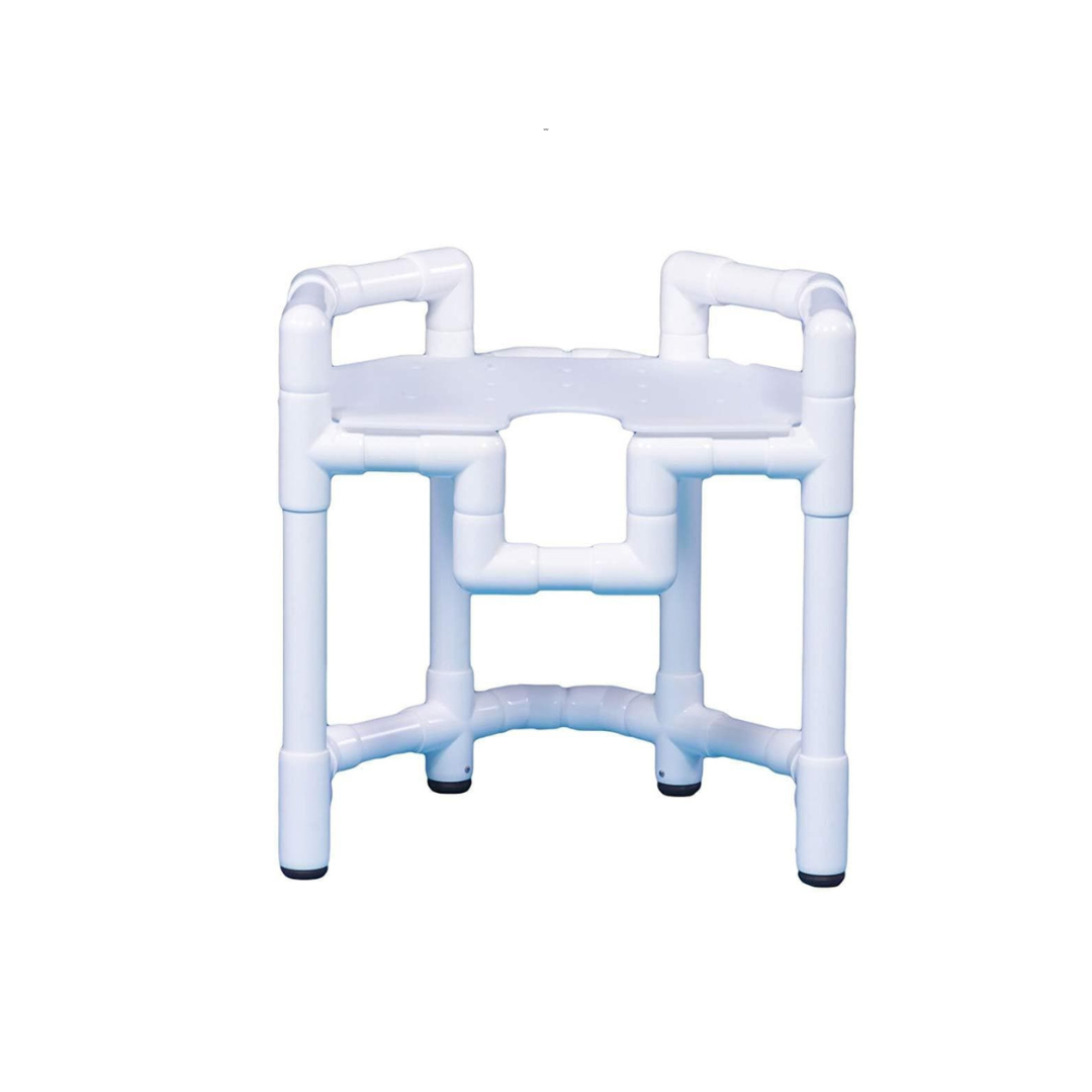 IPU Deluxe PVC Corner Shower Bench with Seat Drainage Holes & Front Cutout
