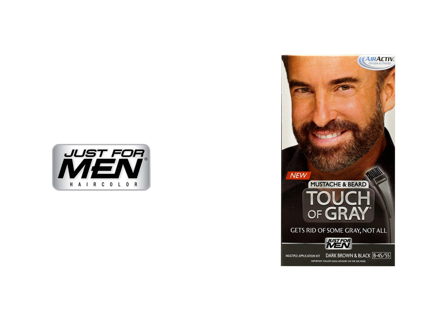 JUST FOR MEN TOUCH OF GRAY FOR MUSTACHE & BEARD - B-45/55 DARK BROWN&BLACK