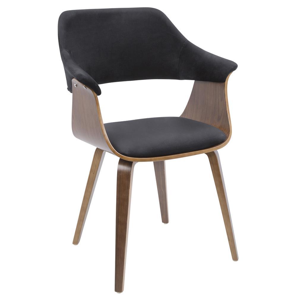 Lumisource Lucci Mid-Century Modern Chair in Walnut and Black Velvet