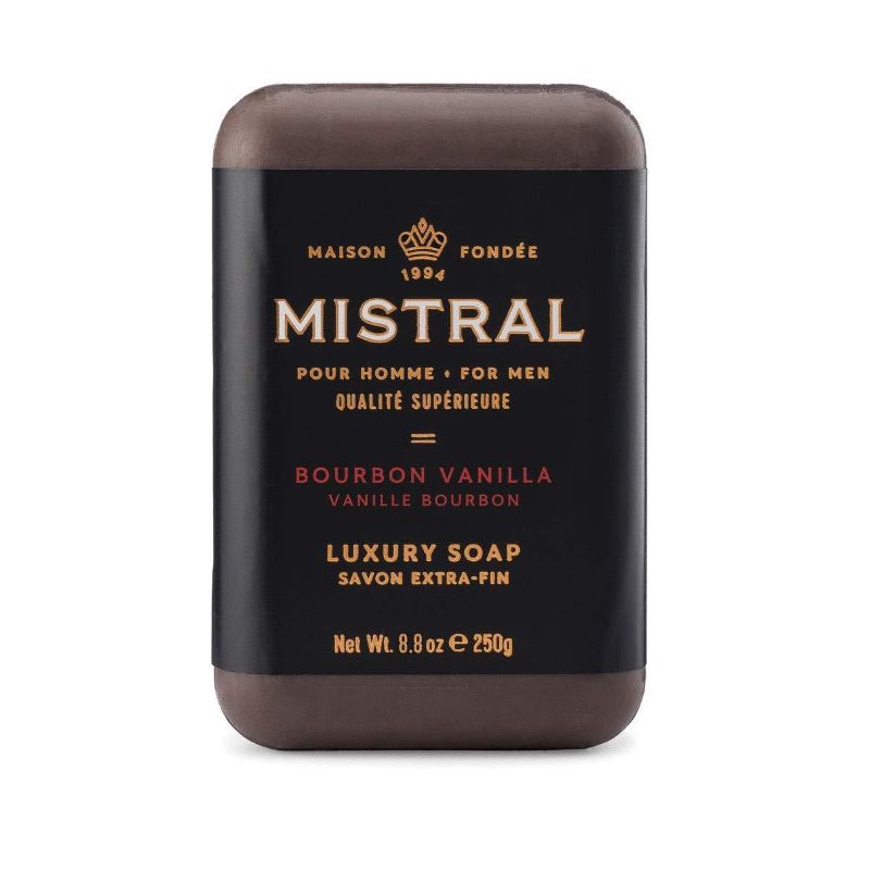 Mistral Men's Luxury French Bar Soap 8.8oz 250g - Bourbon Vanilla