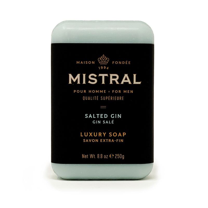 Mistral Men's Luxury French Bar Soap 8.8oz 250g - Salted Gin