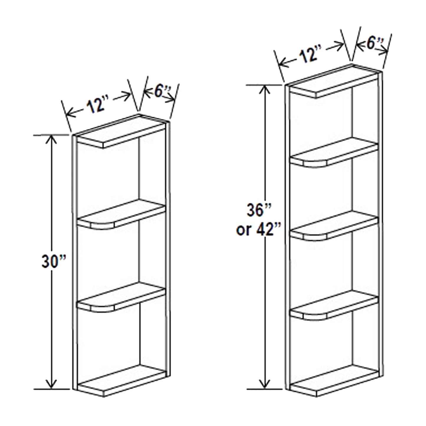 Wall End Shelf - 6W x 36H x 12D - 3S - Aria Shaker Espresso
