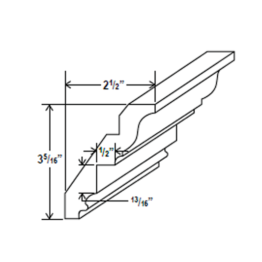 Inset Crown Moulding - 96'W x 4 3/16'H x 7/8D - Aria Shaker Espresso - RTA
