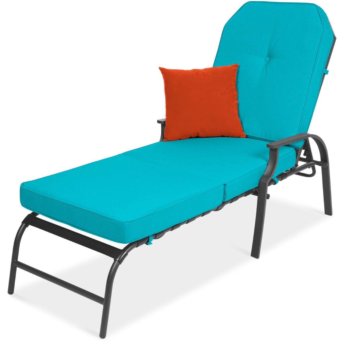 Outdoor Chaise Lounge Recliner Chair Furniture w/ 2 Cushions