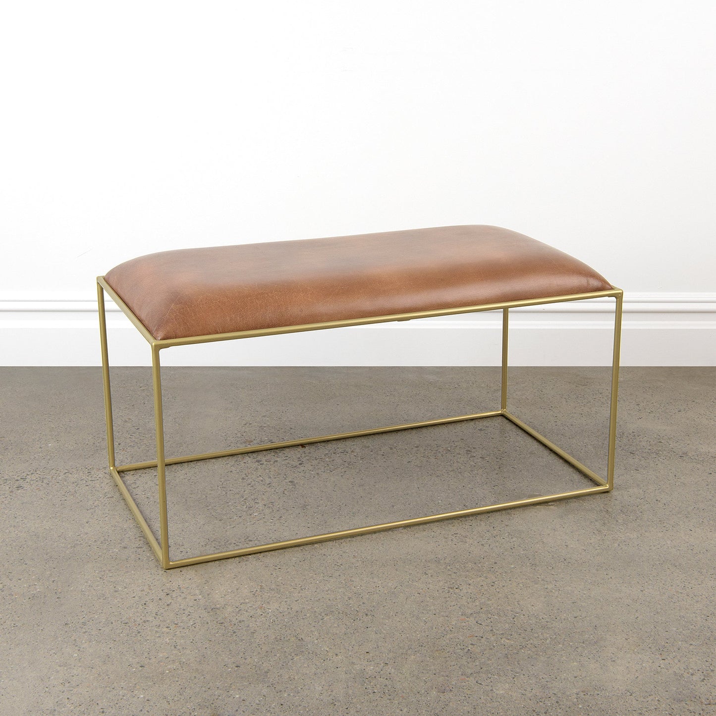 Mid-Century Genuine Leather Stool