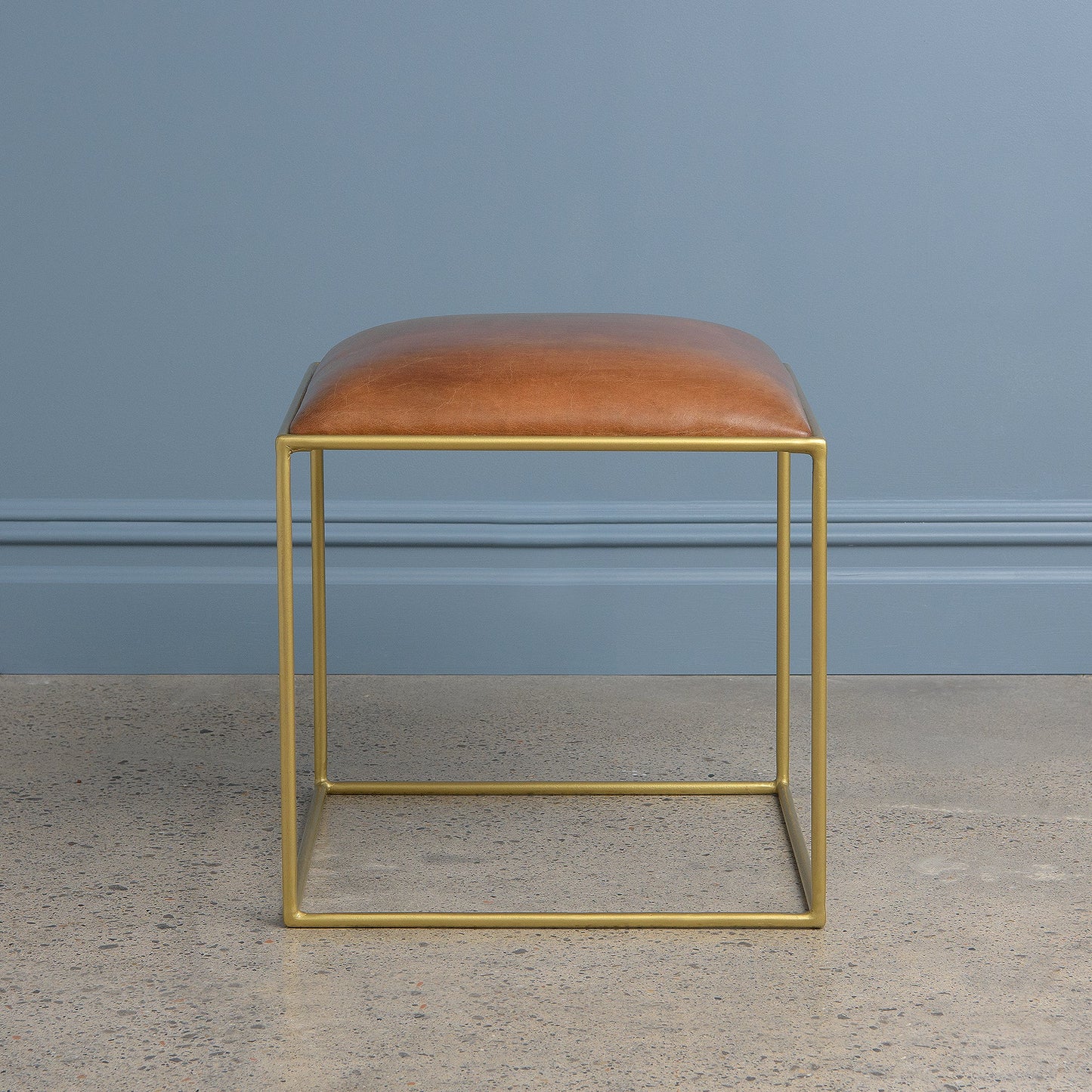 Mid-Century Genuine Leather Stool