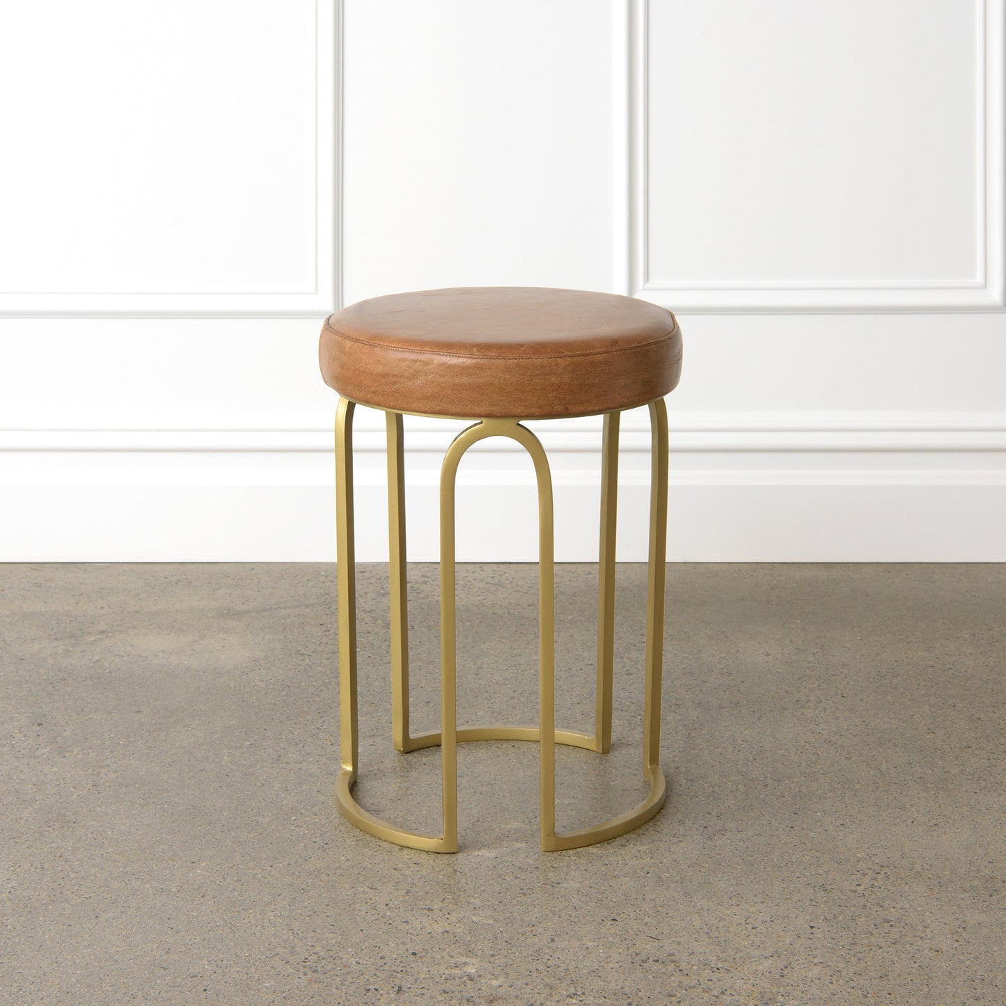 Genuine Leather Round Stool