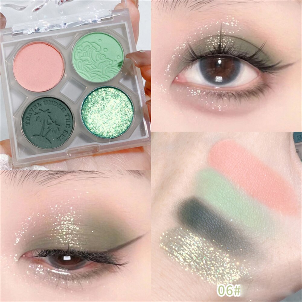 Blue Purple Olive Green Eyeshadow Palette