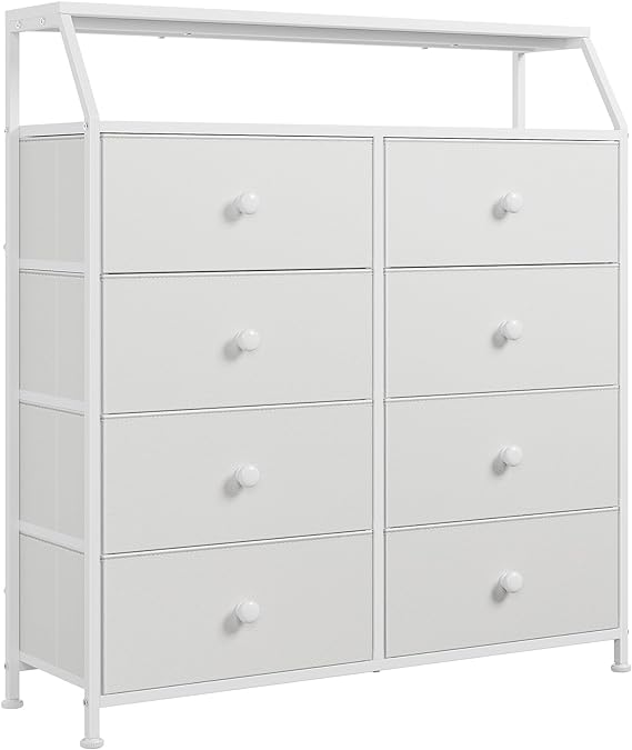 8 Drawer Dresser for Bedroom with Shelves Large Storage Organizer Unit for Closet Living