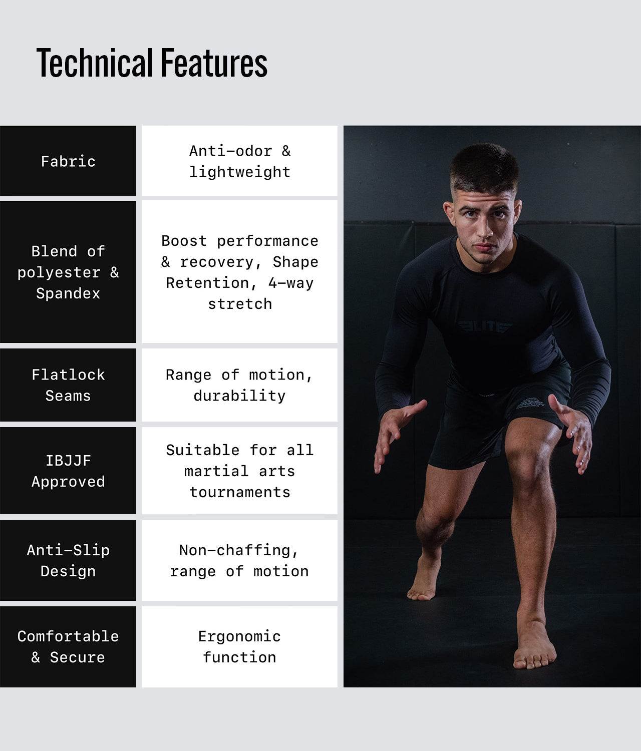 Men's Standard Black Long Sleeve Wrestling Rash Guard