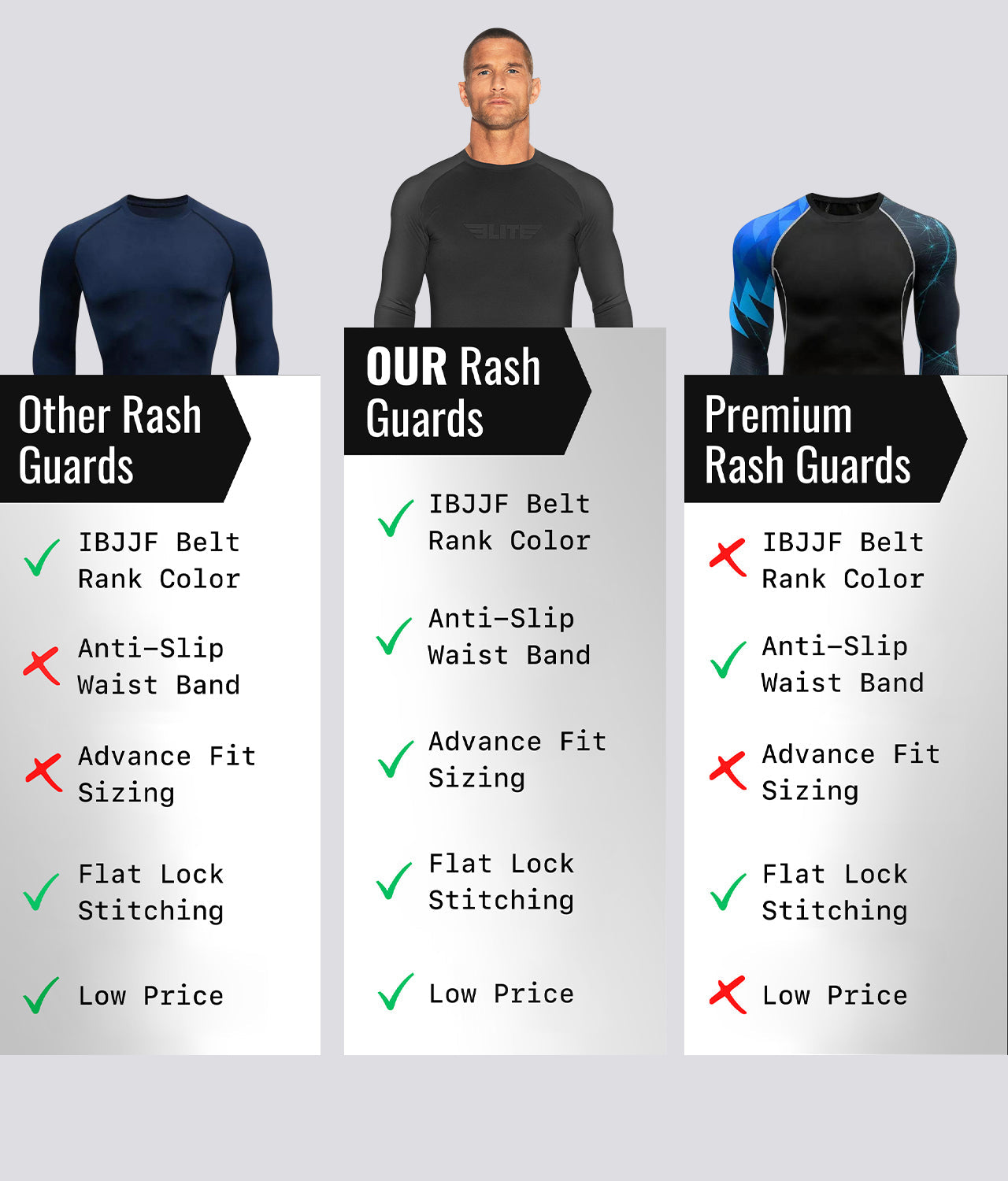 Men's Standard Black Long Sleeve Wrestling Rash Guard