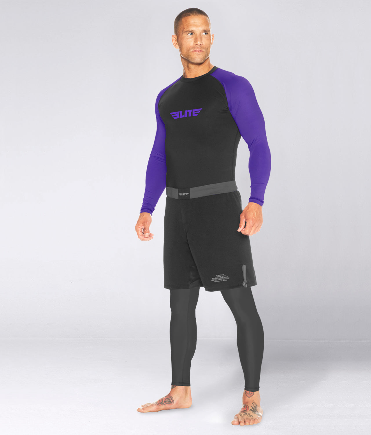 Men's Standard Purple Long Sleeve Wrestling Rash Guard