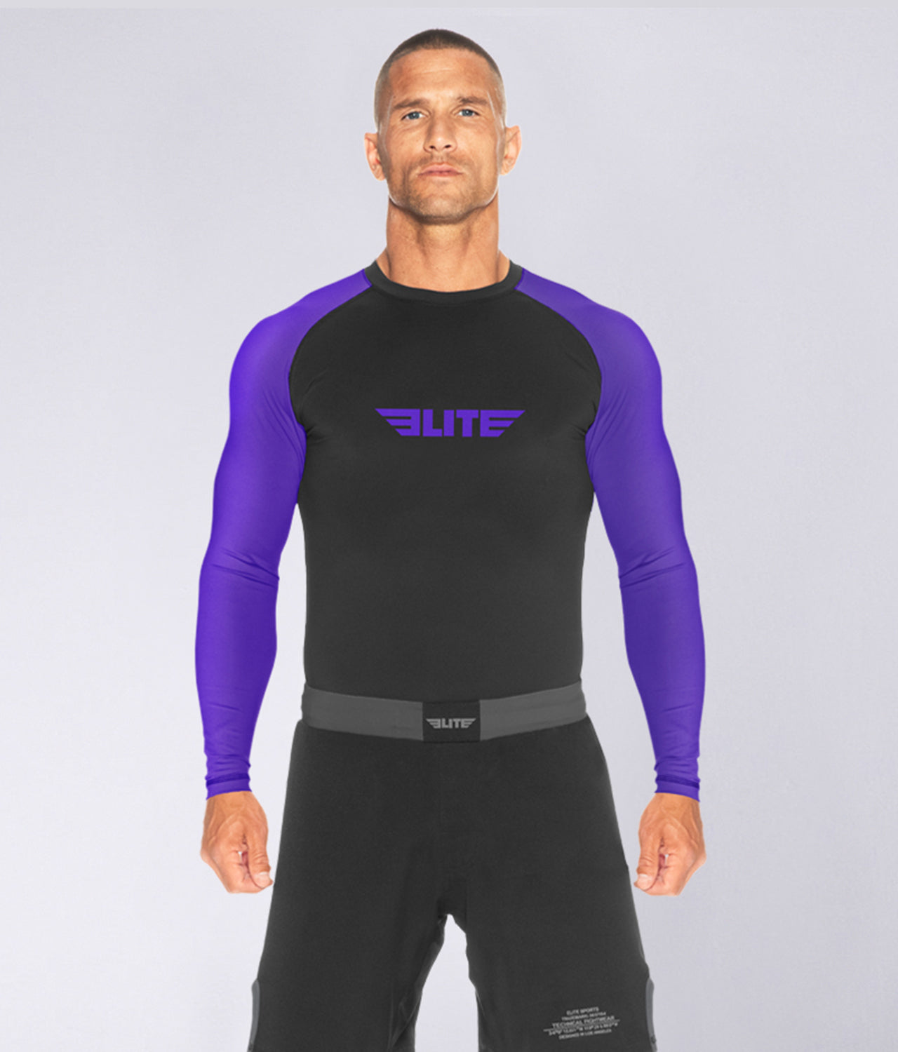 Men's Standard Purple Long Sleeve Wrestling Rash Guard