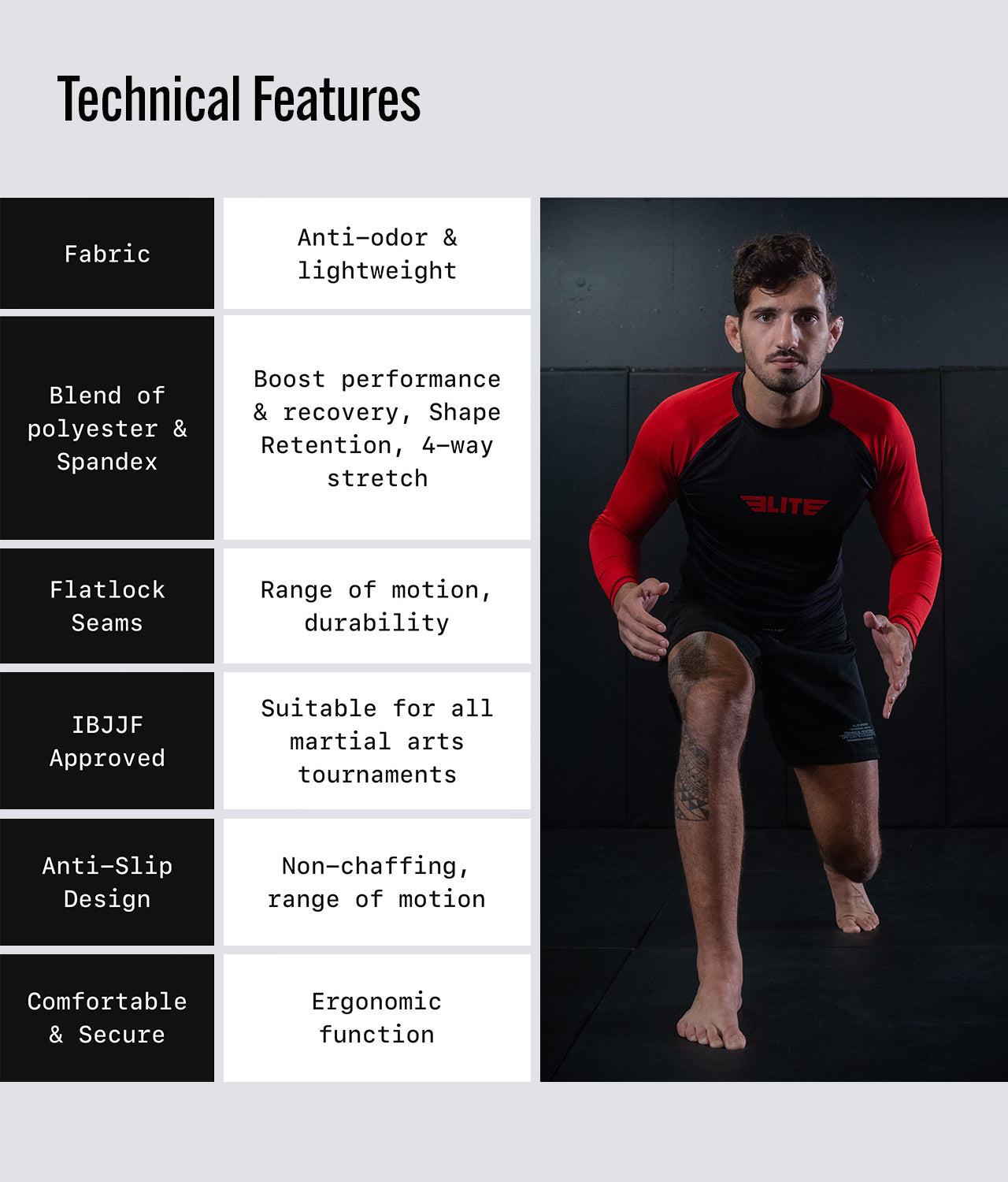 Men's Standard Red Long Sleeve Wrestling Rash Guard
