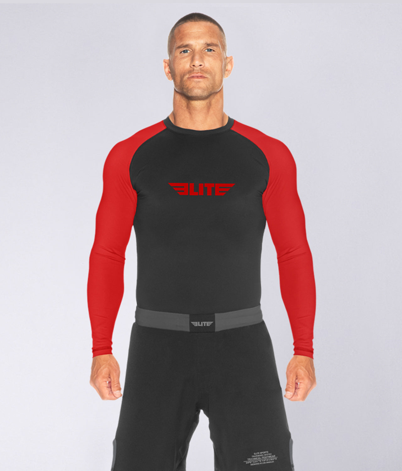 Men's Standard Red Long Sleeve Wrestling Rash Guard
