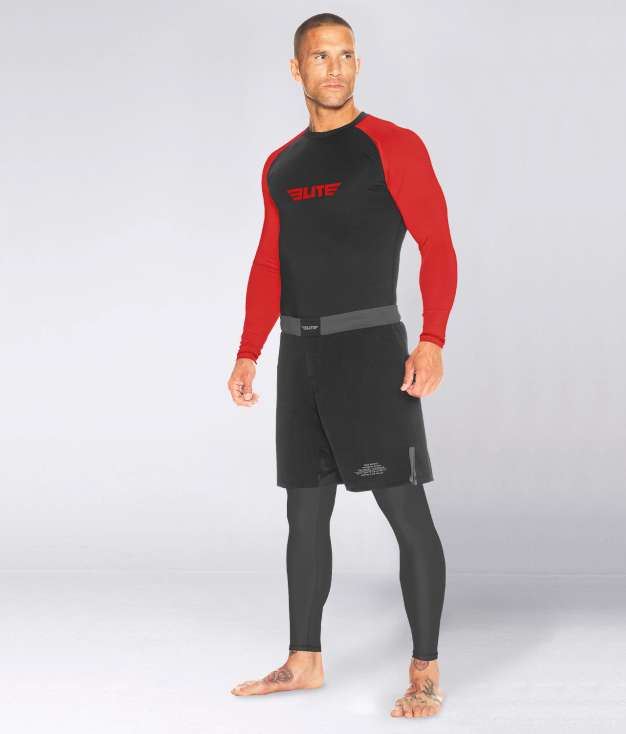 Men's Standard Red Long Sleeve Wrestling Rash Guard