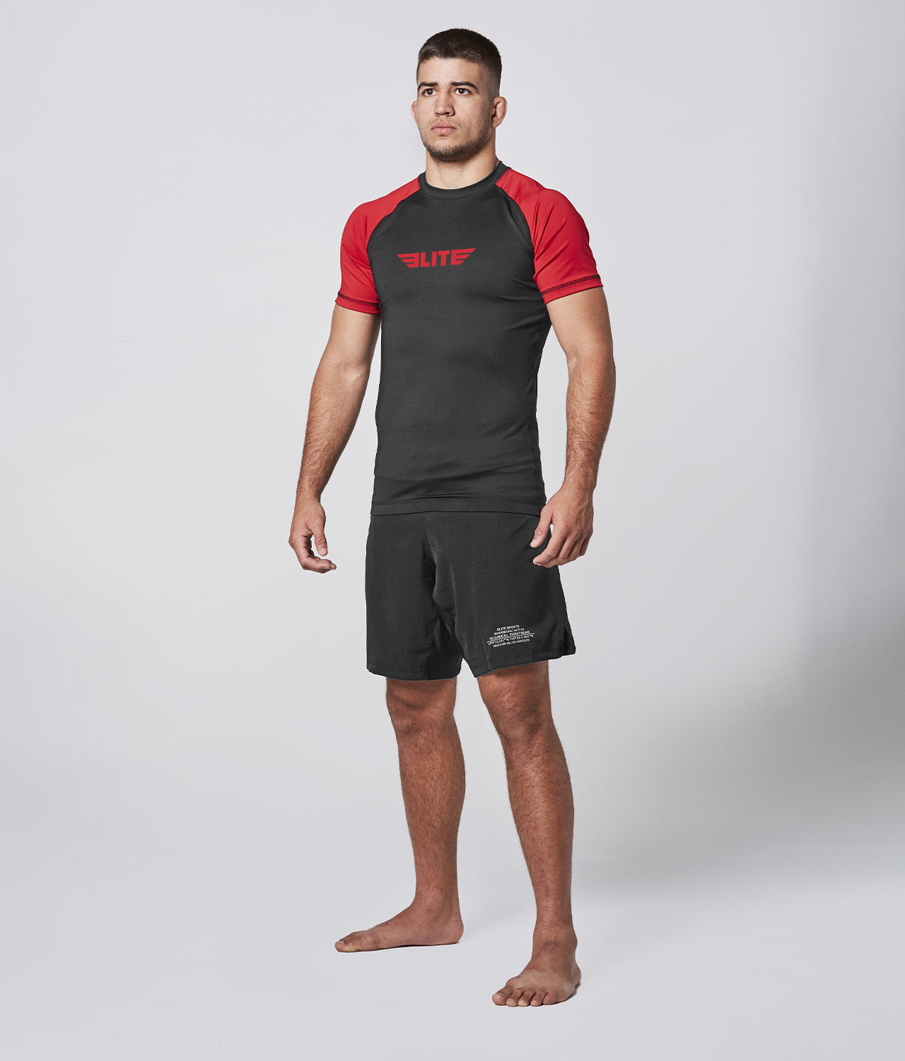 Men's Standard Red Short Sleeve Wrestling Rash Guard